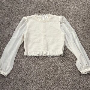 Aritzia Wilfred Cream Ruffle Tempest Blouse